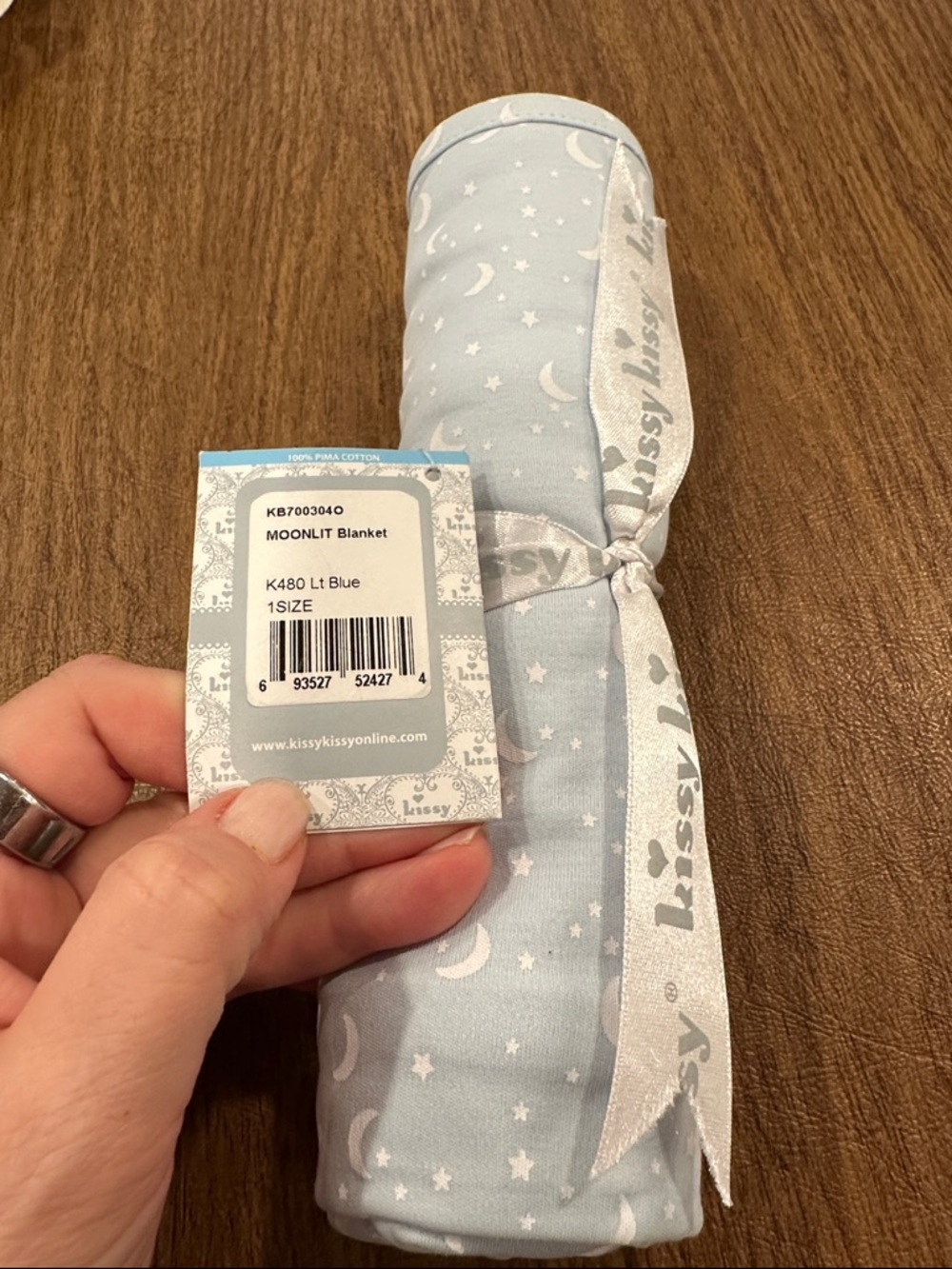 Kissy Kissy Light Blue Moon & Stars Baby Blanket